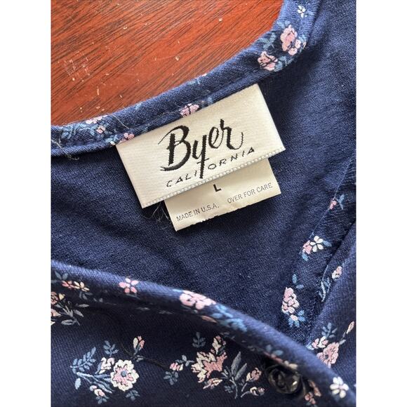 VTG Byer USA Crop Top Pleated Twill Pants Suit Size L Ditsy Floral Cottage 2 PC - Picture 3 of 11